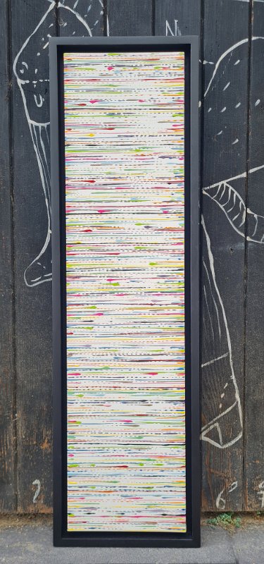 Coloured lines 46 2025, 80x20,  Acryl-Lack auf LW (+R), € 650